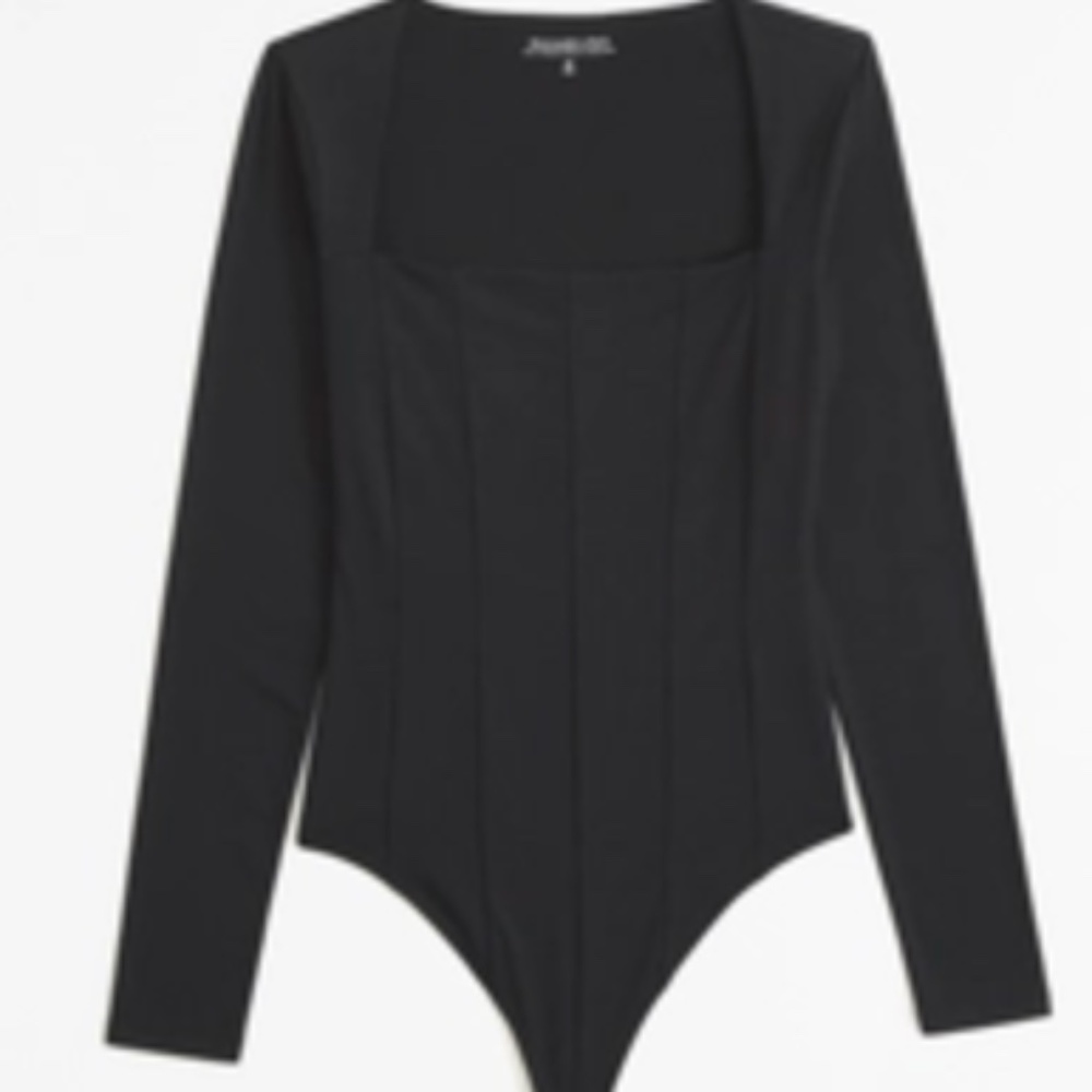 Abercrombie Long-Sleeve Cotton-Modal Squareneck Corset Bodysuit Tags Attached